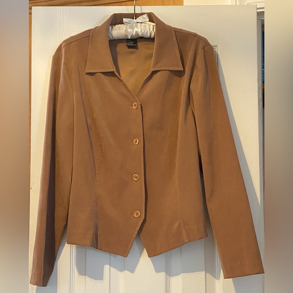 Fawn Stretch Faux Suede Blazer / Jacket, Requirements, Size Women's Petite L